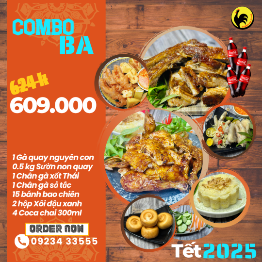 Gà Quay Combo Ba